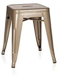 hjh OFFICE 645003 Metall Hocker VANTAGGIO Gold Sitzhocker im Industry-Design, stapelbar, niedrig