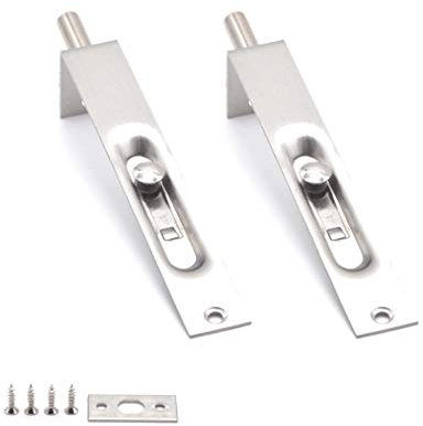Perno de acero inoxidable para puerta de puerta de acero inoxidable con cierre deslizante para puertas primarias y secundarias, doble apertura (4 pulgadas/paquete de 2)