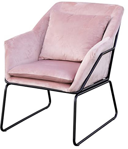 SVITA Josie Loungesessel gepolstert Indoor Polsterstuhl mit Armlehne Metallgestell Samtbezug Einzelsofa modern Rosa
