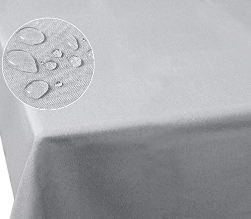 Laneetal Tischdecke abwaschbar, Tischtuch mit Lotuseffekt, in Leinenoptik, Tischwäsche eckig 110x110 cm, wasserabweisend fleckenabweisend, Tafeldecke aus Polyester, Hellgrau