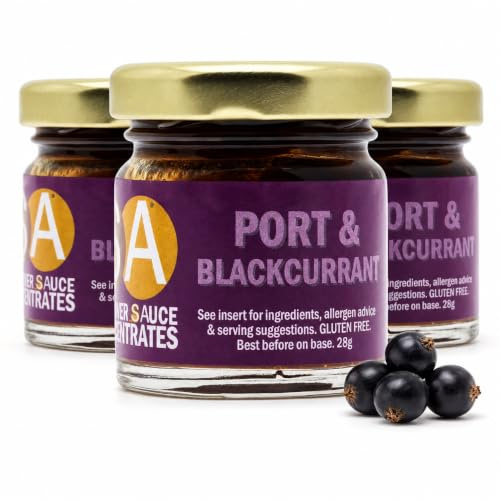 Port & Blackcurrant Cooking Sauce (3 Jars x 28g) | Luxurious Savoury Port Blackcurrant Concentrate for Venison, Duck & Roasts | Just Add Cream | Marinade, Rub or Stir-Fry, Gluten-Free