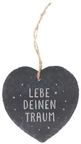 Spruchreif · Schieferherz mit Gravur · Schiefertafel mit Karoband zum Aufhängen · Wanddeko mit Sprüchen · Geschenkideen für Männer und Frauen