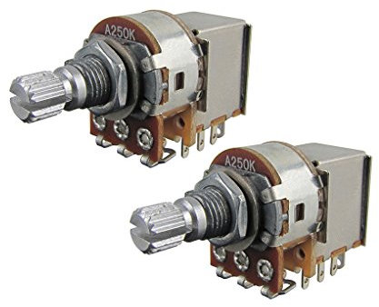 FLEOR 2pcs Push Pull Guitar Pots Short 15mm Split Shaft A250K Audio Taper Guitar Potentiometers