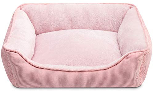 Hollypet Panier pour Chat et Chiot, Niche Maison pour Petit Chien, Lit Coussin Doux et Respirant pour Sommeil, Rose (55 * 45 * 15cm)