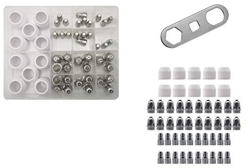 P80 Cut Plasmaschneider Verschleißteile Set 50 Teilig im Kasten mit Plasmadüsen, Elektroden und Keramikkappen