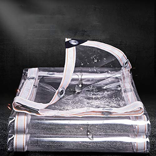 Bâche en Plastique Transparent, Bâche de Protection PE PVC, Grande Exterieur Couverture imperméable, Bâche armée Armee avec oeillets pour Mobilier de Jardin, camping ou jardinage, 350g / m²