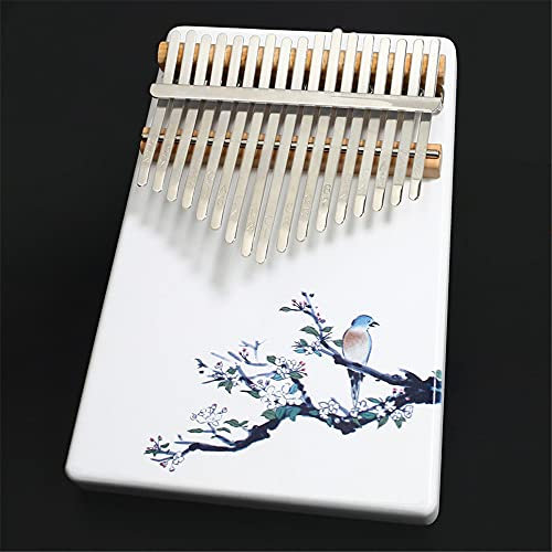 Bedruckte Kalimba 17 Schlüssel Daumen Klavier, Hearda Kalimba Instrument für Anfänger Kinder mit Stimmhammer, Studienführer, Daumenklavier Fingerklavier Kalimba Musik Geschenk (Blumen Vögel)