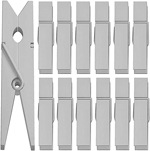 ANJUU 50 mollette colorate in legno naturale colorato, mollette per carta fotografica, mollette a molla per la casa, artigianato, decorazione, 7 cm, argento