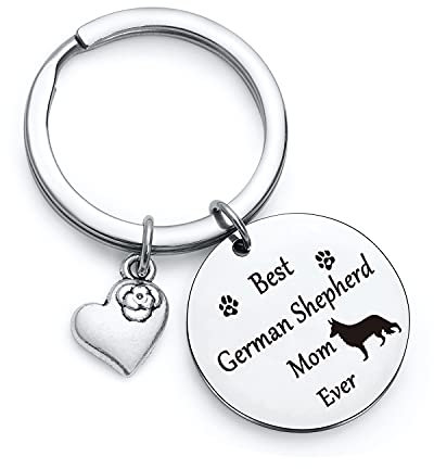 NOTHERS RSZOTW Deutscher Schäferhund Schlüsselanhänger – Deutscher Schäferhund Mutter Geschenke – Hund Schlüsselanhänger, Schlüsselanhänger mit Aufschrift Best German Shepherd Mom, Standard