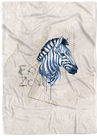 Handtuch Strandhandtuch Saunatuch Kuscheldecke Zebra Wasserfarben Größe 180 x 130 cm (Tagesdecke - Sherpa Flies)