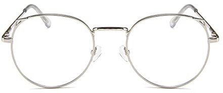 TECH-LINE-DIRECT FASHION ACCESSORIES Blue Light Blocking Glasses Women Cat Eye Retro Metal Glasses Anti Eye Strain Computer Gaming Glasses (Silver)