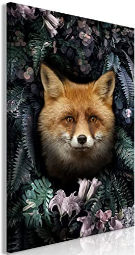 murando - Wandbilder XXL Fuchs 80x120 cm Vlies Leinwandbild 1 tlg Kunstdruck modern Wanbilder XXL Wanddekoration Design Wand Bild Abstrakt Tiere Farn Blumen Porträt g-C-10017-b-a