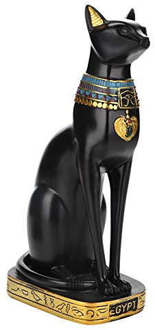 Mumusuki Estatua De Gato Egipcio, Figura Coleccionable De Resina Diosa Egipcia Gato Estatua Decorativa Adorno De Habitación para El Hogar Manualidades Regalos Decoración del Hogar Oro Negro(M)