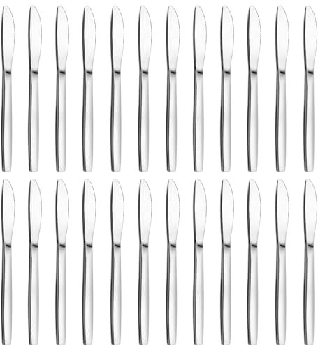 Unokit Tafelmesser, Tafelmesser 24 Stück (21cm,8.27 inch), Tafelmesser Edelstahl Rostfrei, Besteck Messer/Dessertmesser/Frühstücksmesser/für Restaurants, Kantinen, Cafeterias, Spülmaschinengeeignet
