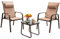COSTWAY 3-TLG. Balkonmöbel Set, Balkonset mit 2 Stühle und Tisch, Stapelstühle mit Verstellbarer Rückenlehne und Kopfstütze, Gartengarnitur, Sitzgarnitur, Sitzgruppe für Terrasse, Balkon, Garten
