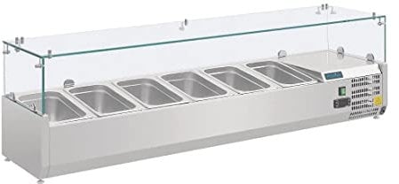Polar G-Series Countertop Food Prep Fridge 6x 1/4GN - Sneeze Screen, Automatic Defrost, Fan Assisted AB090