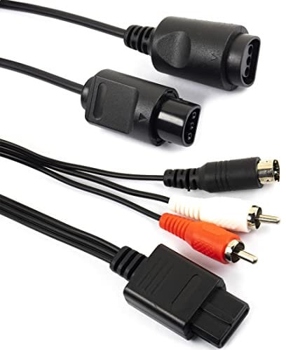 whiteeeen Controller Extension Cable Cord and AV Composite S-Video Cable Cord 1.8 Meter / 6FT for N64, SFC, NGC (1pcs Extension Cable + 1pcs S-Video Cable)