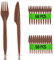 RAGO® Wiederverwendbaren Besteck Set 100 Stück Umweltfreundlich aus WPC I Alternative zu Plastikbesteck I 50 Gabeln I 50 Messer I Robust I Mehrweg I Perfekt für Feiern und Events I Dunkelbraun
