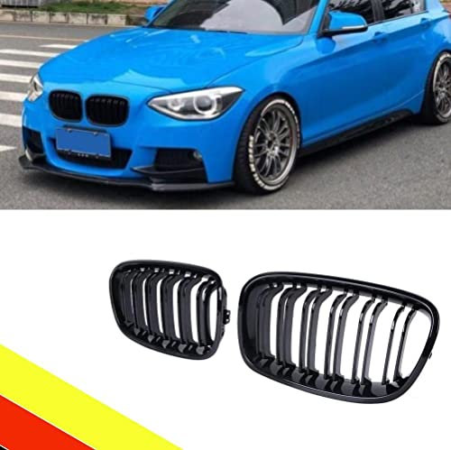 POETRYXIAO Kühlergrill Nieren Sport Schwarz Glanz Doppelsteg für 2011–2014 1er F20 F21, geeignet für Tuning