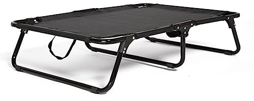 TQQEPOOL Zusammenklappbares, Kühlendes Hochbett Für Hunde,Tragbares Hochbett Für Haustiere Mit Waschbarem Und Atmungsaktivem Mesh,rutschfeste Gummifüße (Color : Black, Size : 71 * 58 * 16cm)