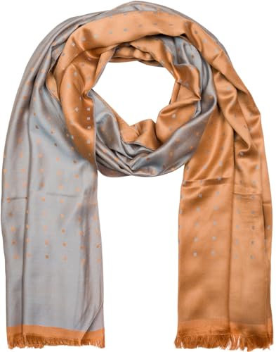 styleBREAKER Unisex weicher langer Schal mit Fransen und dezentem Quadrate Muster, Geometrisch gemustert, Tuch 01018051, Farbe:Hellgrau-Braun