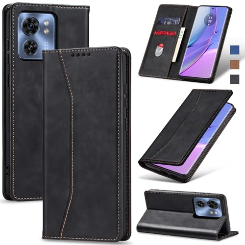 Jasonyu Funda para Motorola Edge 40 Flip Case,Negro | Cuero PU Carcasa,Tipo Libro con Tarjetas y Cartera,Soporte Plegable,Cierre magnético,Capa