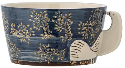 Bloomingville Hezha Steingut-Schale in Blau – Elegante Schale für Speisen und Dekoration, D13xH7 cm