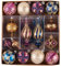 Valery Madelyn Christmas Tree Ornaments Set, 60ct Bronze Copper Gold and Purple Shatterproof Christmas Tree Decorations Bulk, Luxury Hanging Ball Ornaments for Xmas Trees Holiday Decor
