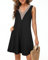 Tanmolo Damen Sommerkleid Kurz Freizeitkleid Spitze V-Ausschnitt Knielang Ärmellos Swing Kleid 2XL Schwarz