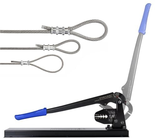 QUTBAG Tischmontierte Crimpzange, Drahtseil-Crimpzange, Hand-Stauchzange, tischmontierte Drahtseil-Presszange für Aluminiumhülsen und geglühte Kupferschlaufen B