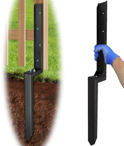 Dracqwn Zaunpfosten-Reparatur, Zaun-Reparaturpfähle, Erdspieß, Robustes, Schiefes Zaunpfosten-Reparaturset for Die Reparatur Gebrochener Holzzaunpfosten(1-Pack)