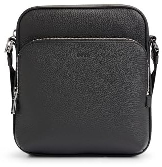 BOSS Hommes New Crosstown NS Zip Sac reporter en cuir italien avec logo en relief