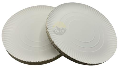 KURTT - Lot de 100 Assiettes en Papier - Ø 30 cm - Assiettes Cartonnées Jetables - Bols Pour Gâteau, Fête et Pâtisseries