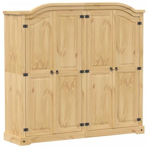 vidaXL Kleiderschrank, Garderobenschrank mit Stauraum Metallgriff, Hochschrank für Schlafzimmer, Dielenschrank, Modern, Massivholz Kiefer