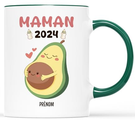 𝗖𝗔𝗗𝗘𝗔𝗨 𝗣𝗟𝗨𝗦 Mug Personnalisé Prénom - Maman 2024 – Cadeau Pour Futur Parents, Cadeau Maternité, Cadeau Annonce de Grossesse, Mug Fêtes Des Mères Enceinte, Tasse Future Maman, Mug Grossesse