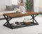 IBF Rustic Brown Coffee Table with Storage, Farmhouse Wood Metal Rectangle Living Room Table, Industrial Middle Center Table with Mesh Shelf, Rustic Brown, 120 CM