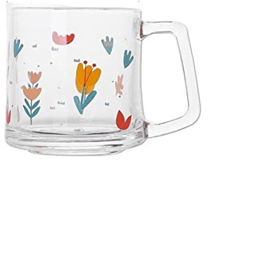 YYBDENL mug (palabra de préstamo) Taza de cristal de tulipán con impresión, taza de flores pintada a mano, taza de café con leche, artículos de taza de agua for el hogar tazas(Tulip)
