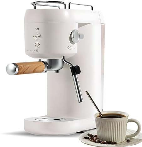 Irishom Elektrische Kaffeemaschine mit automatischem Milchaufschäumsystem, 1400 W, 20 Bar, Mini-Kaffeemaschine mit Siebträger, Filterkorb für Einzel- und Doppelportionen, Smart Brew für Latte