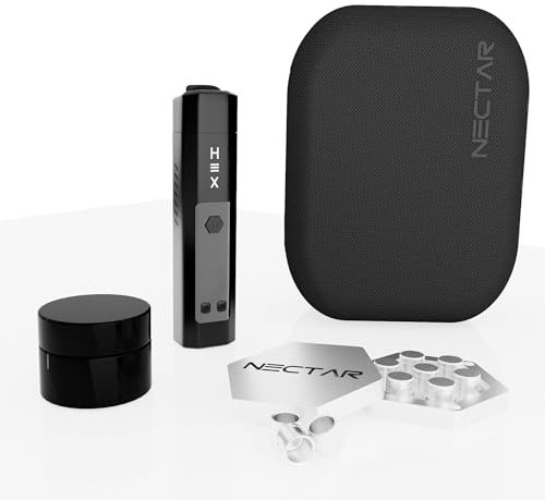 Nectar Hex Dry Herb Vaporizer | Complete Kit + 5 Years Warranty | 2-in-1 Vaporiser with Dosing Capsules, 24ct Gold Chamber, Rapid Heating, Adjustable Airflow, Fast Charging and 60mins Usage