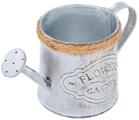 KITANDOVE 2 Pz Antico Vaso Da Fiori in Ferro Battuto Secchio Per Fiori Zincato Vaso Di Fiori Zincato Fioriera Per Ringhiera Secchio Per Fioriera Da Giardinaggio Pianta Grey Corda Di