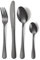 LAGUIOLE, Ménagère 24 pièces en acier inoxydable 430, design moderne et élégant, revêtement PVD noir brillant, 6 couteaux, 6 fourchettes, 6 cuillères, 6 cuillères à dessert - Noir