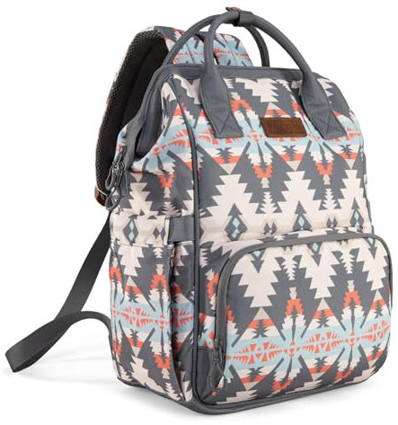 Wrangler Aztec Rucksack mit Kinderwagengurt und Seitentaschen für Flaschen, Angelgrau, 16.5 x 11.5 x 6 inches