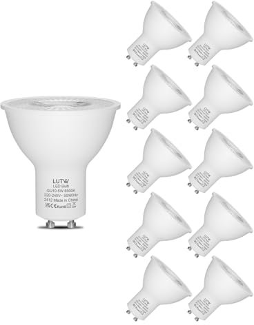 LUTW GU10 LED Kaltweiss 5W 6500K, Ersetzt 40W Halogenlampen, 510 Lumen Leuchtmittel GU10 40 Watt, 120° Abstrahlwinkel Spotlight Glühbirne, Nicht Dimmbar Reflektorlampen, Flimmerfrei, 10 Stück