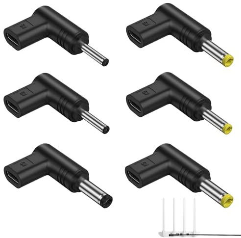 Adaptateur USB C vers DC 6 x 90 ° Angle USB C vers DC 5V Chargeur PD simulateur déclencheur Adaptateur de Charge Plug pour Ordinateur Portable, routeur, Prise de Chargeur d'alimentation Mobile