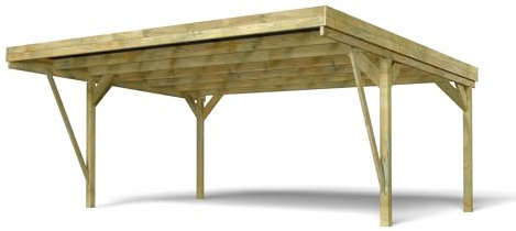 Forest Style - Cochera Doble Victor Design 30,9 m² (6,02 x 5,11 x 2,52 m) – Madera de Pino Tratada – Techo de Policarbonato – Aparcamiento Cubierto para 2 Coches – Diseño Moderno y Resistente