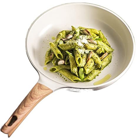 CQIKRWGWS Casserole en céramique Blanche, poêle à Frire, poêle à œufs épaissie, poêle à Steak, poêle à Jambon, poêle à Petit-déjeuner, ustensiles de Cuisine, Wok