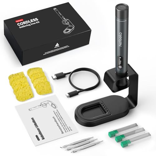 Nefeeko Lötkolben Set, Akku-Lötkolben mit LED-Anzeige, 7s schnelle Heizung (200 ℃ -450 ℃), Auto Schlaf/Aus, austauschbare C210 Tipps, tragbare Zinn Schmelzwerkzeuge für Präzisionsreparatur
