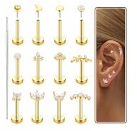 LOLIAS 16G/20G Piercing Oreille Acier Chirurgical Hypoallergénique | Labret Piercing pour Tragus Conch Levre Helix Nez Cartilage Boucles d'oreille Femmes (Or/Argent)