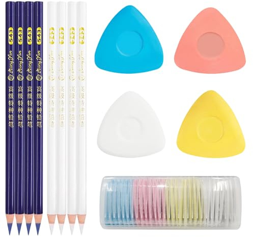 Ycaaeo 38 Stück Schneiderkreide, Nähen Bleistift, Nähkreide, Stoffkreide, Schneiderkreide Stift, Geeignet für Verschiedene Stoffe, Leder, Nähspuren und Andere Handgefertigte