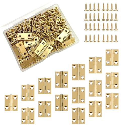 50 Piezas Mini Bisagras Plegables Pequeñas Latón de Bisagra 18 x 15 mm | Pequeñas Manualidades con Tornillos de Repuesto de 200 para Modelo Juguete